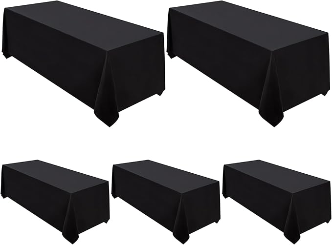 Surmente 5 Pack Black Tablecloth 90 x 132-inch Rectangular Polyester Table Cloth by Surmente