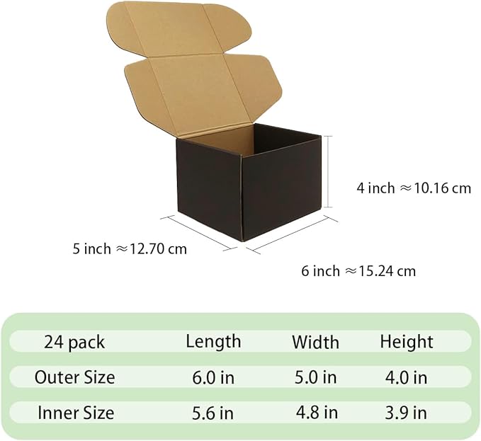 24 Pack 6x5x4 Inches Shipping Boxes，Black 3 Layers Corrugated Cardboard Box - Image 6