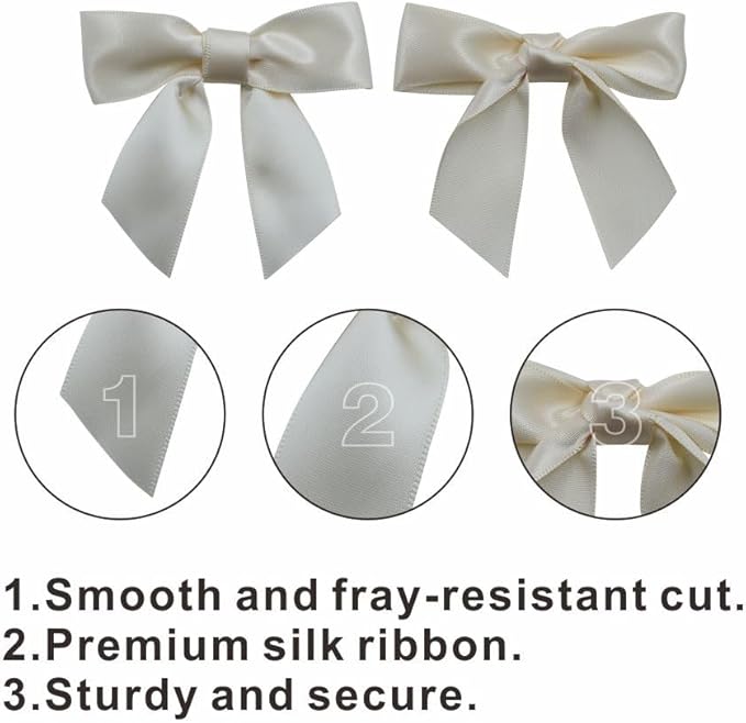2.5" Hgzgch Cream Satin Ribbon Bow - Image 3