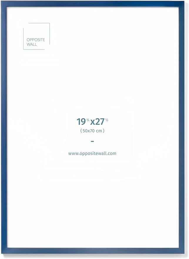 Opposite Wall - 20x28 in, 50x70 cm - Real Wood Blue Picture Frame - Lightweight by OppositeWall