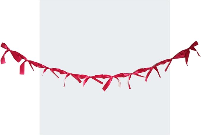 Pre-Assembled Red Bow Garland | Double Side Satin Silk Bow Banner 6FT+ 3ft - Image 6