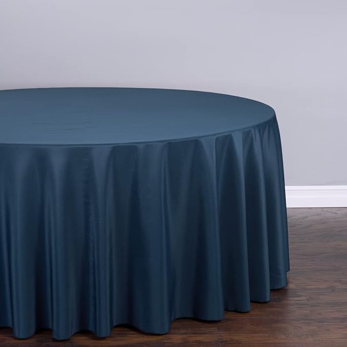 LTC LINENS 5 Pack 108 Inch Round Tablecloths Navy Blue - Image 3