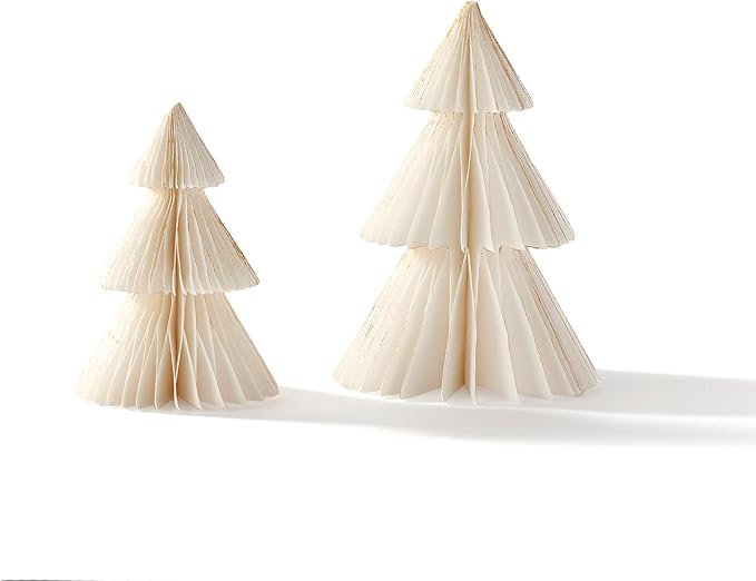 LampLust White Honeycomb Paper Trees, 2 Pack, 6 & 8 Inch, Winter Ornaments - Image 3