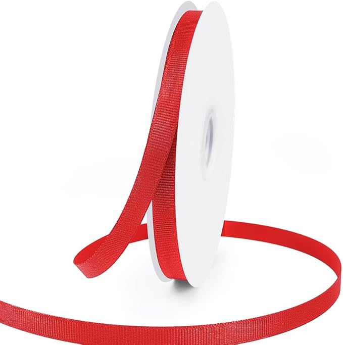 3/8" X 50 Yards Red Grosgrain Ribbon, Premium Grosgrain Ribbon by KMERLIFE