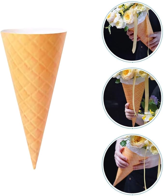 LUOZZY 10PCS Ice Cream Cone Flower Bouquet Wrapping Paper Petal Cones - Image 4