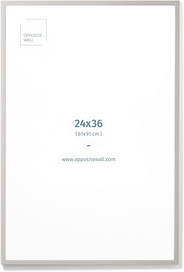 Opposite Wall - 24x36 in - Real Wood Grey Picture Frame - Lightweight, by OppositeWall