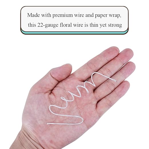 HAHIYO 20Gauge White Paper-Wrapped Metal Floral Wire 14 Inches, 70 Pack - Image 3