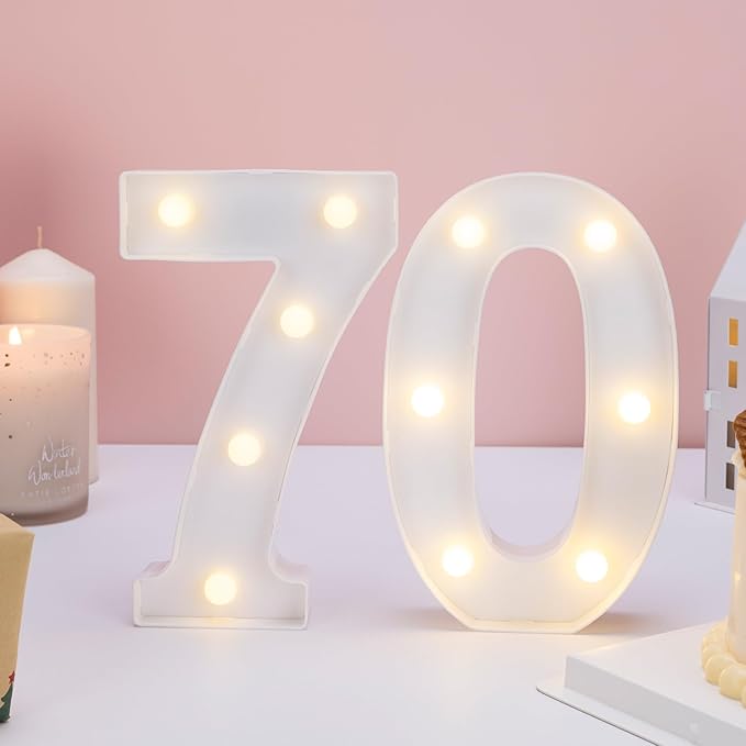 Decorative Led Light Up Numbers, 70th Birthday Decorations, Warm White Led - Image 7