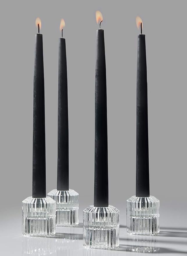 Serene Spaces Living Set of 4 Clear Ribbed Glass Votive Holders, Measures 2.25" - Image 6