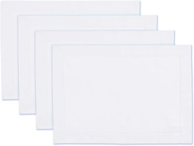 100% Pure Linen White Placemats 14 x 19 Inch by HomeEkaa