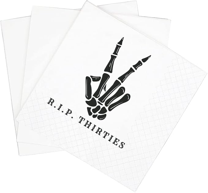 SharkBliss RIP Thirties Cocktail Napkins, 100 Pack RIP Thirties Death to My 30s by SharkBliss