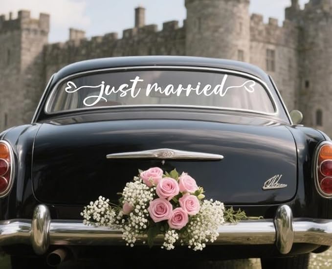 Just Married Car Decal – Wedding Bumper Sticker - Image 3
