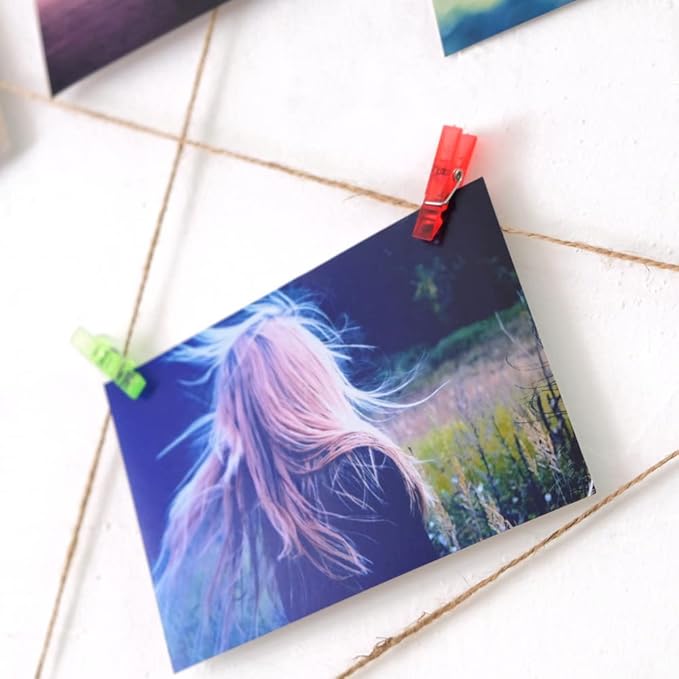 100pcs Mini Clear Hanging Photo Clips + 30m Twine - Image 4