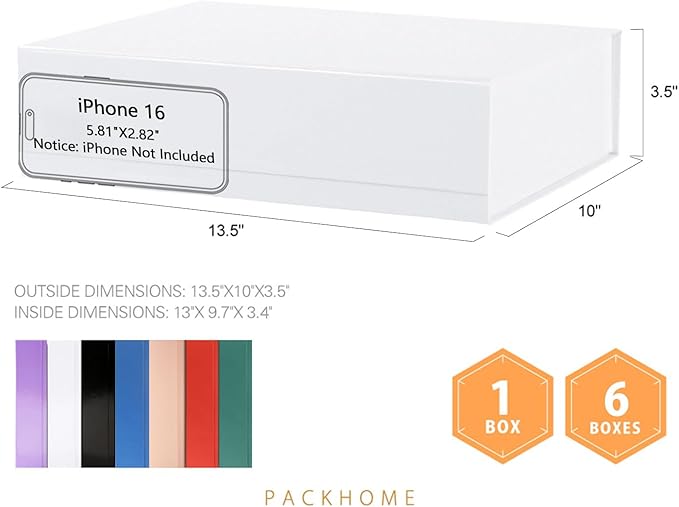 PACKHOME Large Gift Box 13.5x10x3.5 Inches, Sturdy Shirt Box - Image 2