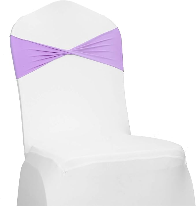 VDS Pack of 25 PCS | Lavender | Spandex Chair Sashes Bows Without Buckle | by VDS