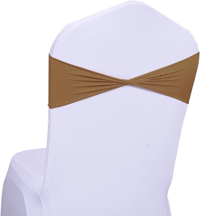 VDS Pack of 75 PCS | Mocha | Spandex Chair Sashes Bows Without Buckle | Stretch by VDS