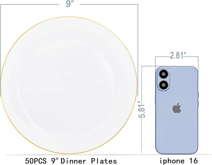 Festiva 50Pcs Gold Plastic Plates - Image 2