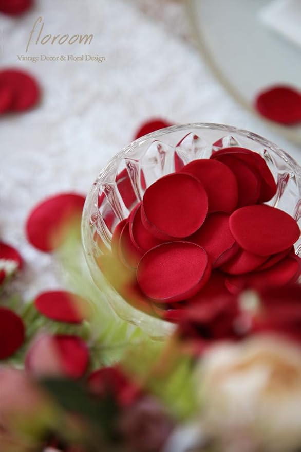 Floroom 500pcs Rose Petals Dark Red Faux Silk Flower Petals - Image 5