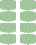 8 Pack Sage Green Round Tablecloth 90 Inch Stain and Wrinkle Resistant Round by Heneger