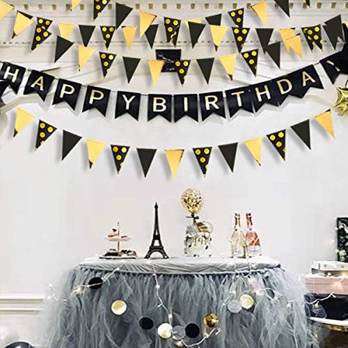 30Ft Black Gold Party Decorations Polka Dot Pennant Banner Paper Circle Dot - Image 6