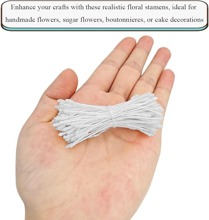 HAHIYO 700Pcs 2mm White Double-Head Flower Stamen - Image 4