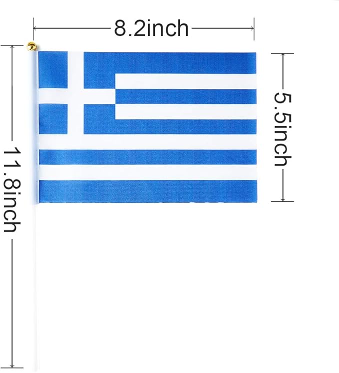 Greece Flag Greek Flag, Small Mini Handheld Greece Flags on Stick - Image 3