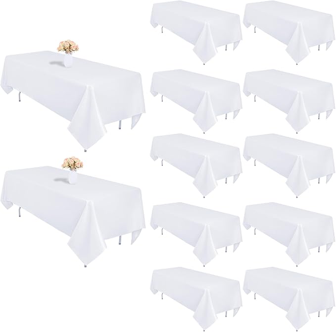 12 Pack White Table Cloth 60 x 126 Inch Rectangular Tablecloths by Heneger