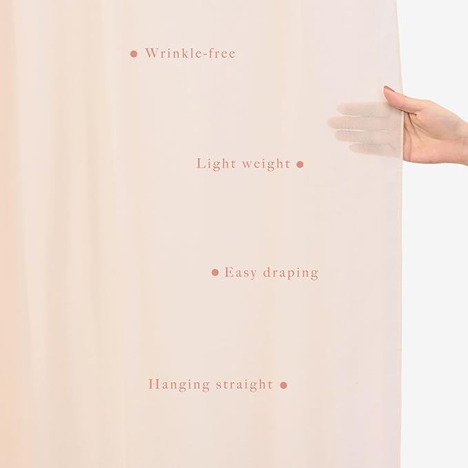 2 Panels 20Ft Length x 28" Width Light Peach Wedding Arch Draping Fabric Arch - Image 5