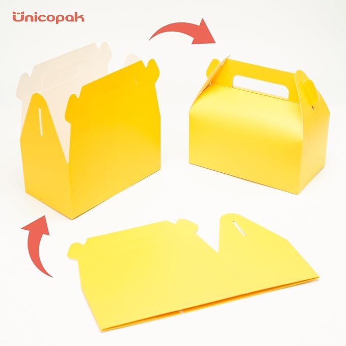 UnicoPak 30 Pack Yellow Gable Treat Boxes Party Favor Goodie Bag Boxes - Image 3