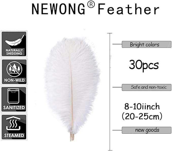 NEWONG 30pcs Mint Green Ostrich Feathers Natural Bulk 8-10in（20-25cm） Vase - Image 2