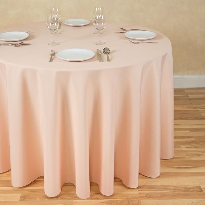 LTC LINENS 2 Pack 108 Inch Round Tablecloth Peach - Image 2