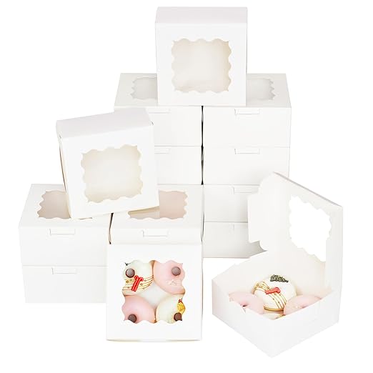 Bakepacker 100pcs White Cookie Boxes 6x6x3 inches Easy Assemble Macaroon Pastry by Bakepacker