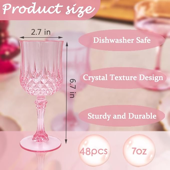 Plastic Wine Glasses，Plastic Goblets Vintage Style Cordial Drinking Glasses - Image 2