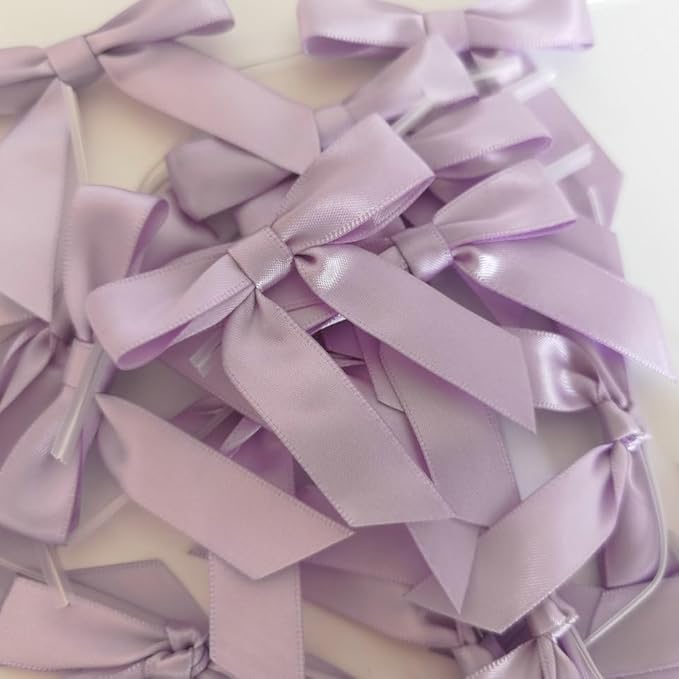 50pcs 2-1/2" Lavender Satin Ribbon Bows - Image 8