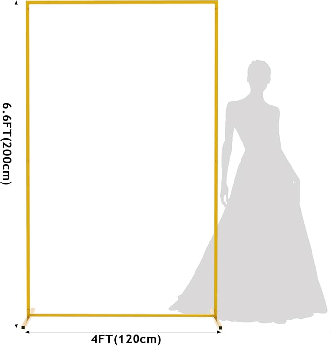 Asee'm 6.6FTx4FT Gold Wedding Arch Backdrop Stand Square Metal Rectangular Arch - Image 2