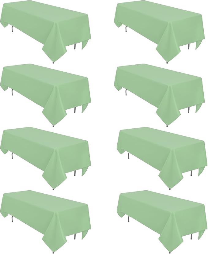 8 Pack Sage Green Tablecloth 60 x 102 Inch Rectangular Tablecloths by Heneger
