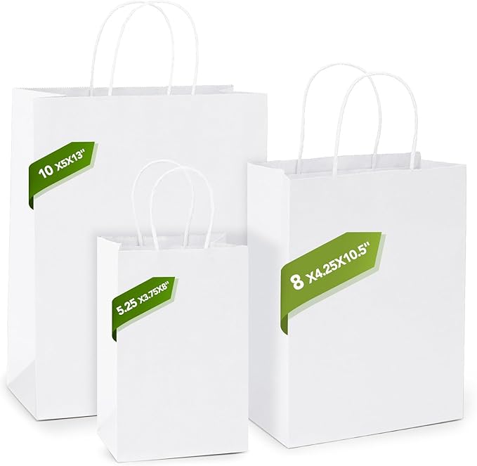 MESHA Kraft Gift Bags 200 Pack 5.25x3.75x8 Inch Small White Paper Bags - Image 5