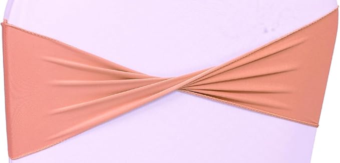 VDS Pack of 200 PCS | Coral Peach | Spandex Chair Sashes Bows Without Buckle | - Image 3