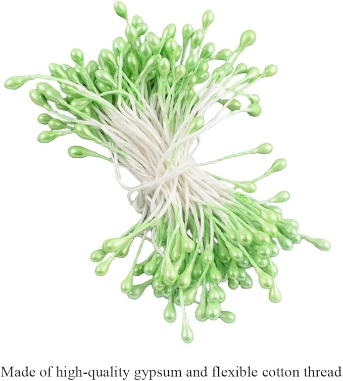 HAHIYO 700Pcs 3mm Light Green Pearl Double Head Flower Stamen Pistil Hand-Made - Image 4