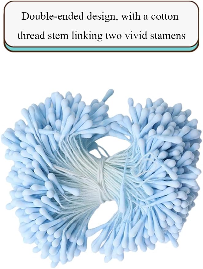HAHIYO 700Pcs 2mm Light Blue Matte Double Head Flower Stamen Pistil - Image 4