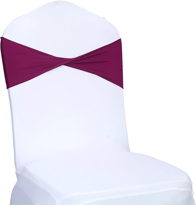 MDS Pack of 50 Spandex Chair Sashes Bows Elastic Stretch Dining Chair Bands - Image 3