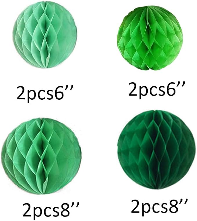 8pc Honeycomb Balls Party Decorations 6'' 8'' Tissue Paper Pom Poms Flower - Image 3