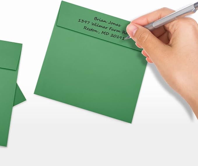 LUXPaper Square Invitation Envelopes | Peel & Press | 5" x 5" | Holiday Green | - Image 5