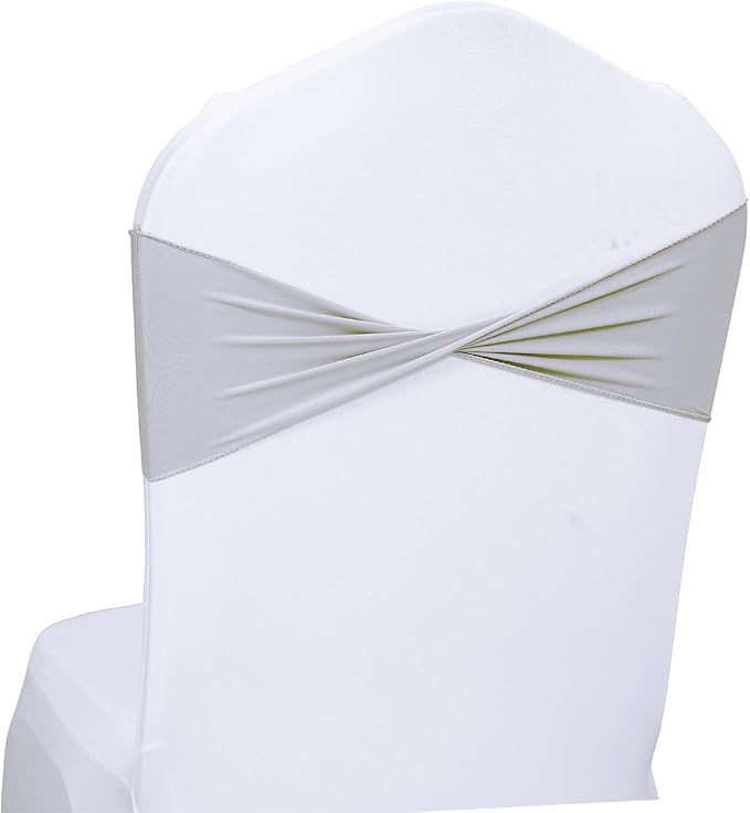 MDS Pack of 50 Spandex Chair Sashes Bows Elastic Stretch Dining Chair Bands by MDS