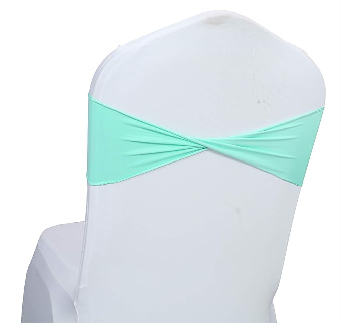 VDS Pack of 10 PCS | Tiff Blue | Spandex Chair Sashes Bows Without Buckle | - Image 2