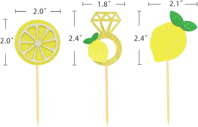 Glitter Lemon Cupcake Toppers Picks - Image 2