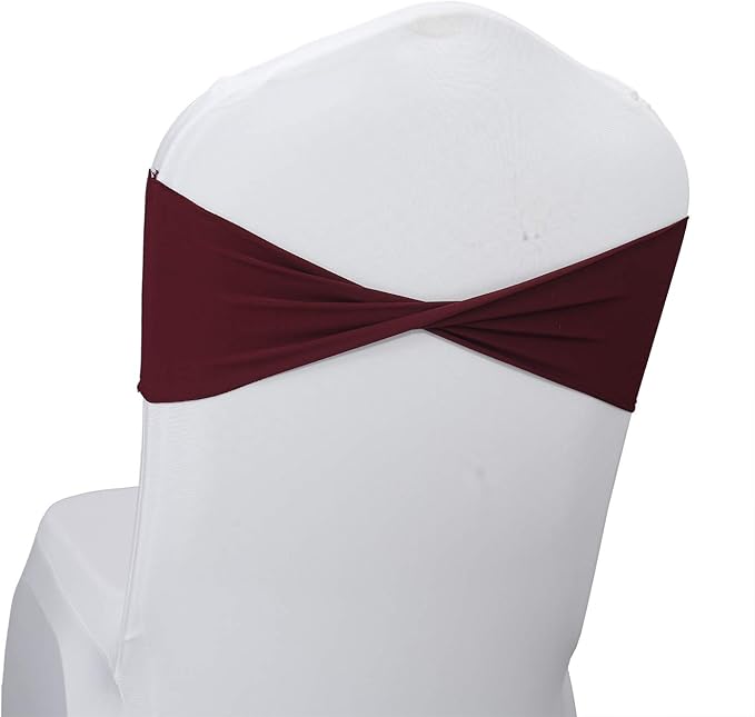 VDS Pack of 125 PCS | Burgundy | Spandex Chair Sashes Bows Without Buckle | - Image 2