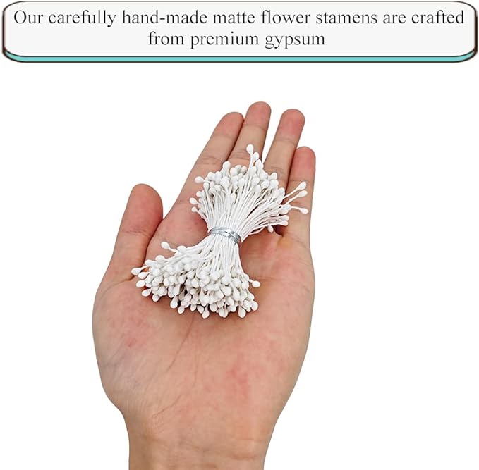 HAHIYO 700Pcs 3mm White Matte Double Head Flower Stamen Pistil - Image 3