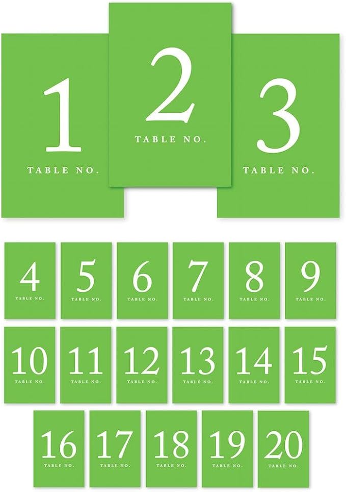 Andaz Press Table Numbers 1-20 on Perforated Paper, Kiwi Green, 4x6-inch Single by AndazPress