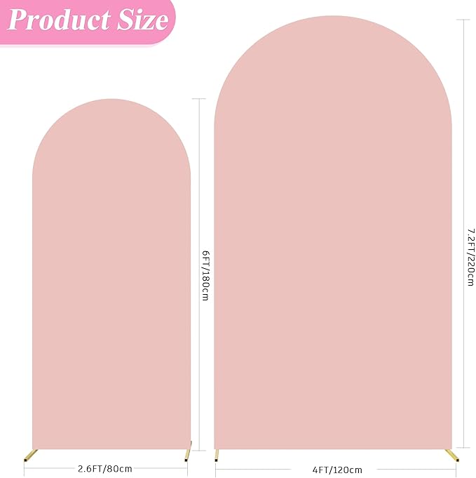 Fomcet Wedding Arch Cover 7.2FT, 6FT Pale Pink Spandex Fitted Fabric Arch - Image 3